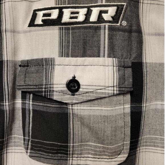 PBR Plaid Button Up Shirt Women's S Cowgirl Western Country Bull Riding Rodeo - Picture 4 of 10